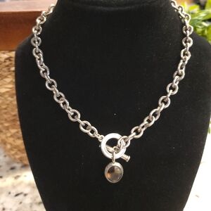 Silver Chucky Chain and Tortoise Pendant Necklace